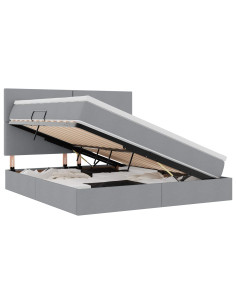 Letto con contenitore e LED con led Grigio chiaro 160 x 200 cm 2