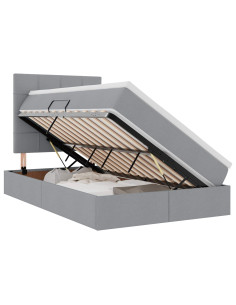 Letto con contenitore e LED con led Grigio chiaro 120 x 190 cm 2
