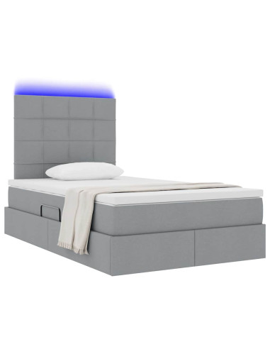 Letto con contenitore e LED con led Grigio chiaro 120 x 190 cm