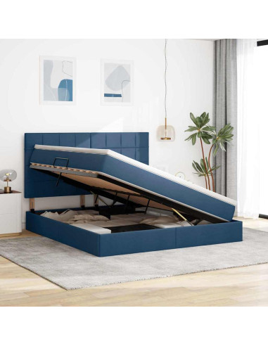 Letto con contenitore e LED con led Blu 180 x 200 cm Poliestere
