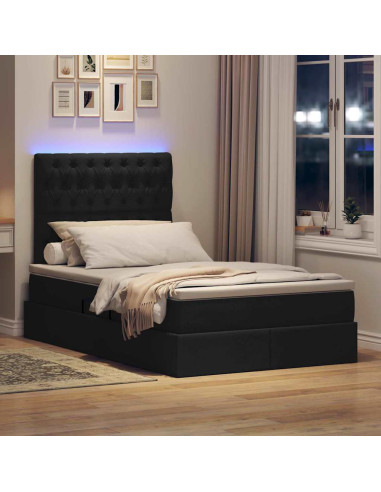Letto con contenitore e LED Nero 120 x 190 cm Poliestere