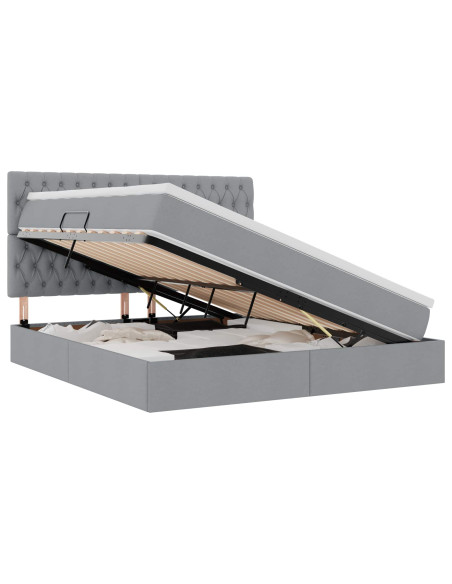Letto con contenitore e LED con led Grigio chiaro 160 x 200 cm