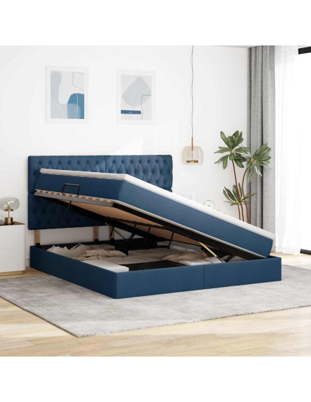 Letto con contenitore e LED con led Blu 180 x 200 cm Poliestere