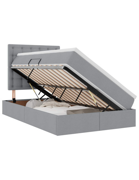 Letto con contenitore e LED con led Grigio chiaro 120 x 190 cm