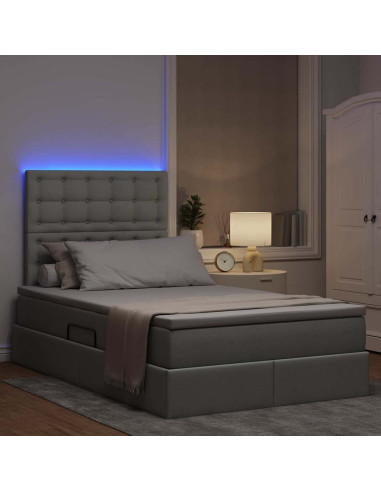 Letto con contenitore e LED con led Grigio chiaro 120 x 190 cm