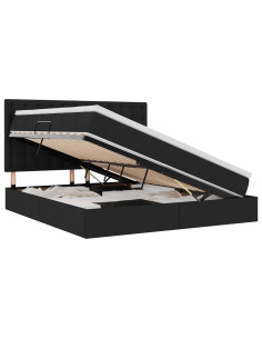 Letto con contenitore e LED Nero 160 x 200 cm Poliestere 2