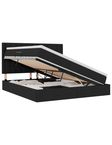 Letto con contenitore e LED Nero 160 x 200 cm Poliestere