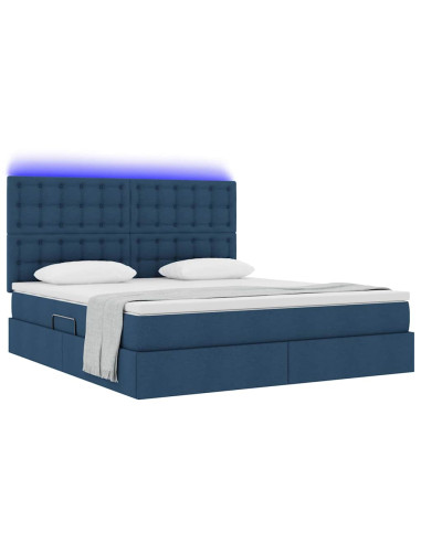 Letto con contenitore e LED con led Blu 160 x 200 cm Poliestere