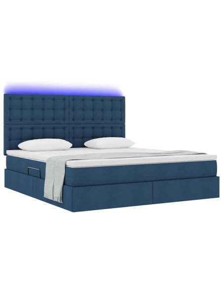 Letto con contenitore e LED con led Blu 180 x 200 cm Poliestere
