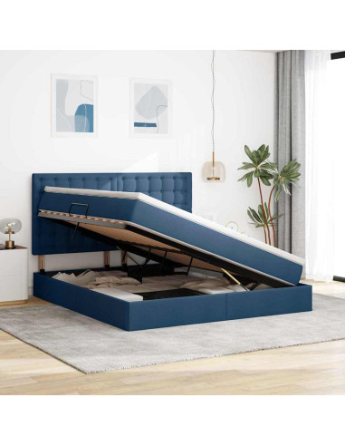 Letto con contenitore e LED con led Blu 180 x 200 cm Poliestere