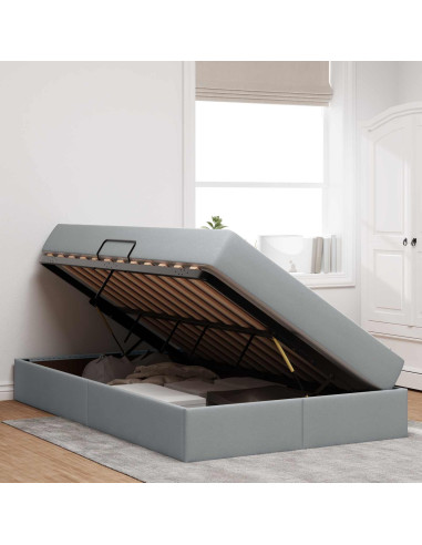 Letto con contenitore e materasso Grigio chiaro 120 x 190 cm