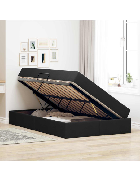 Letto con contenitore e materasso Nero 120 x 190 cm Poliestere