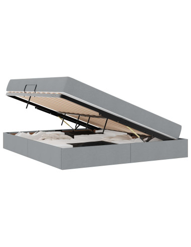 Letto con contenitore e materasso Grigio chiaro 160 x 200 cm