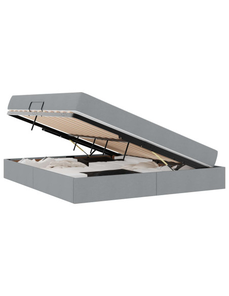 Letto con contenitore e materasso Grigio chiaro 160 x 200 cm