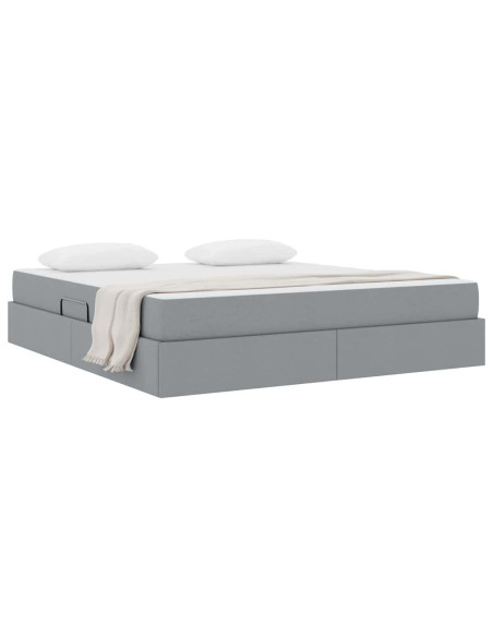 Letto con contenitore e materasso Grigio chiaro 160 x 200 cm