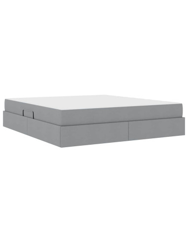Letto con contenitore e materasso Grigio chiaro 160 x 200 cm