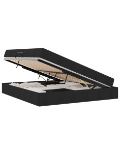 Letto con contenitore e materasso Nero 160 x 200 cm Poliestere 2