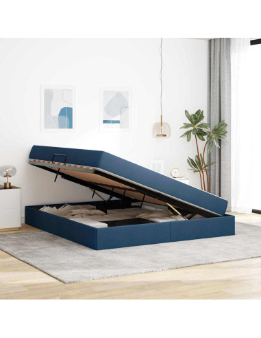 Letto con contenitore e materasso Blu 180 x 200 cm Poliestere