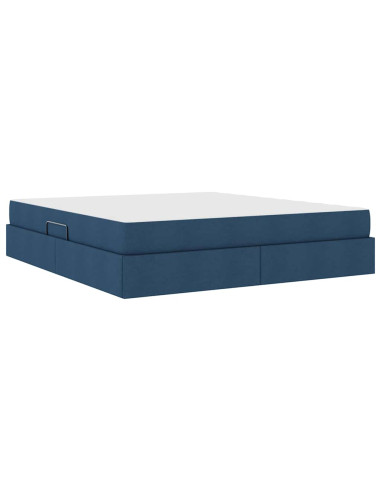 Letto con contenitore e materasso Blu 180 x 200 cm Poliestere