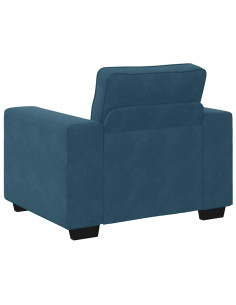 Set di Divani 3 pz con Cuscini Blu in Velluto 2