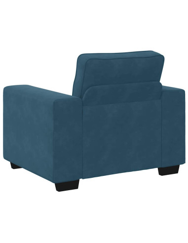 Set di Divani 3 pz con Cuscini Blu in Velluto