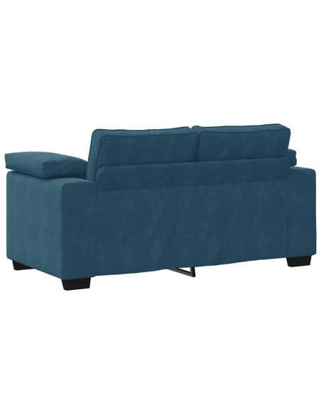 Set di Divani 3 pz con Cuscini Blu in Velluto