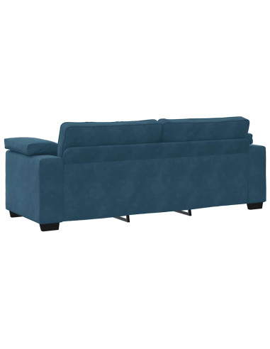 Set di Divani 3 pz con Cuscini Blu in Velluto