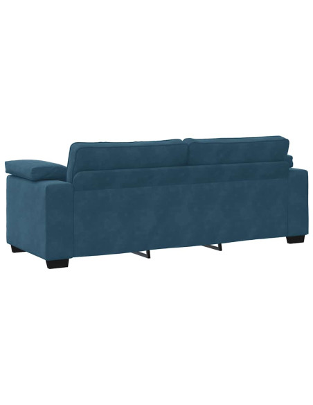 Set di Divani 3 pz con Cuscini Blu in Velluto