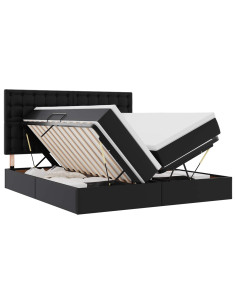 Letto con contenitore e LED Nero 200 x 200 cm Pelle sintetica 2