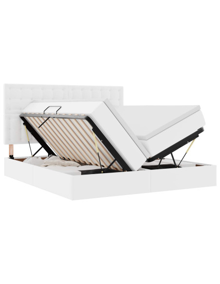 Letto con contenitore e LED Bianco Puro 200 x 200 cm
