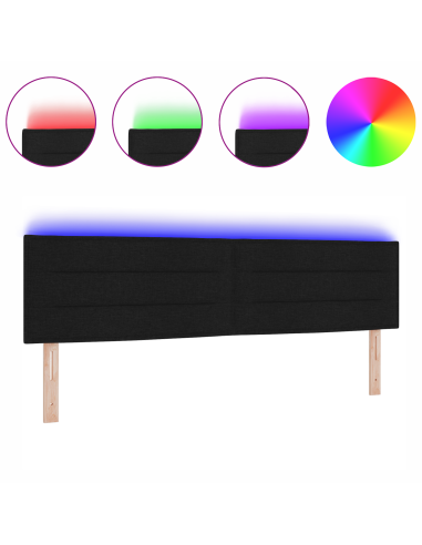 Testiera LED con luci a strisce a LED Nero 180 cm Poliestere