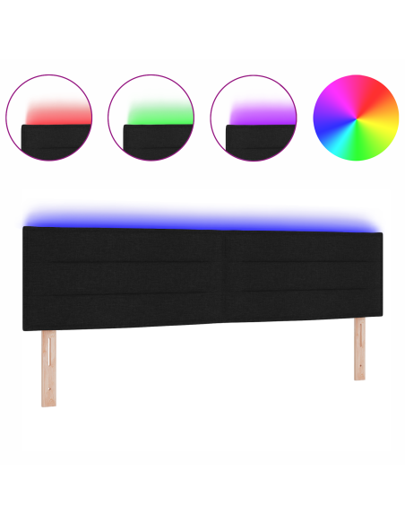 Testiera LED con luci a strisce a LED Nero 180 cm Poliestere