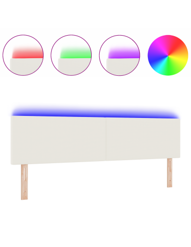 Testiera LED con luci a strisce a LED Crema 180 cm Poliestere