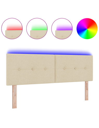 Testiera LED con luci a strisce a LED Crema 160 cm Poliestere