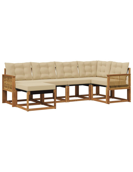 Set di divani da esterno con cuscino 6 pcs Naturale e Beige