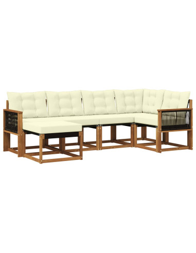 Set di divani da esterno con cuscino 6 pcs Naturale e Crema