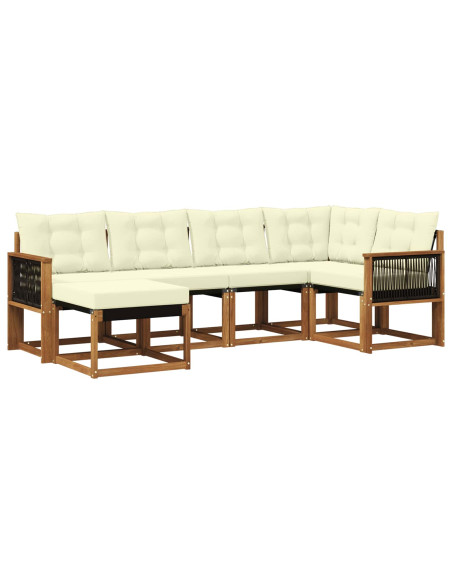 Set di divani da esterno con cuscino 6 pcs Naturale e Crema