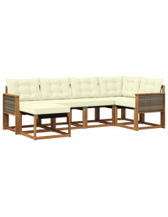 Set di divani da esterno con cuscino 6 pcs Naturale e Crema