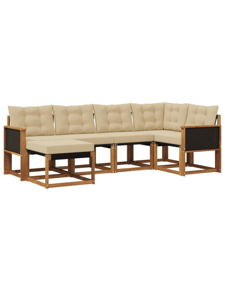 Set di divani da esterno con cuscino 6 pcs Naturale e Beige