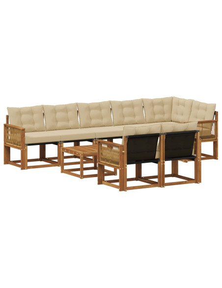 Set di divani da esterno con cuscino 9 pcs Naturale e Beige