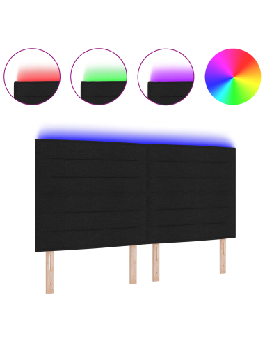 Testiera LED con luci a strisce a LED Nero 180 cm Poliestere