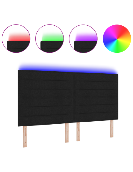 Testiera LED con luci a strisce a LED Nero 180 cm Poliestere