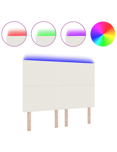 Testiera LED con luci a strisce a LED Crema 144 cm Poliestere