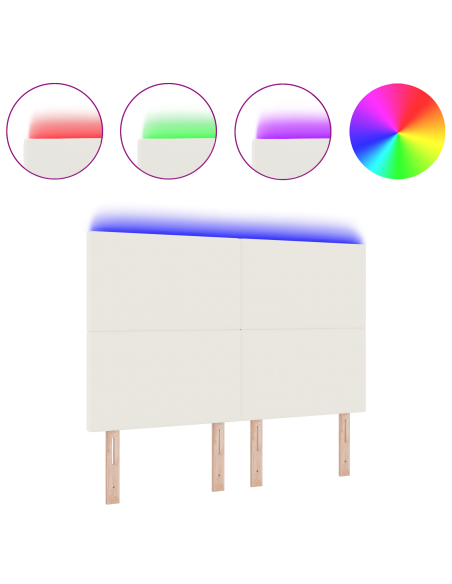 Testiera LED con luci a strisce a LED Crema 144 cm Poliestere