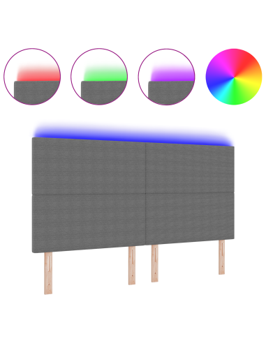 Testiera LED con testiera Grigio chiaro 180 cm Poliestere