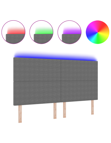 Testiera LED con testiera Grigio chiaro 180 cm Poliestere