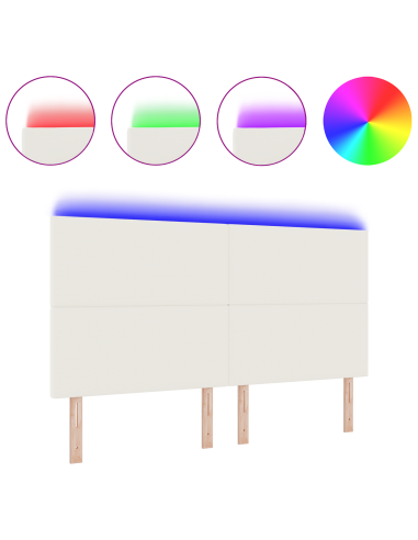 Testiera LED con luci a strisce a LED Crema 180 cm Poliestere