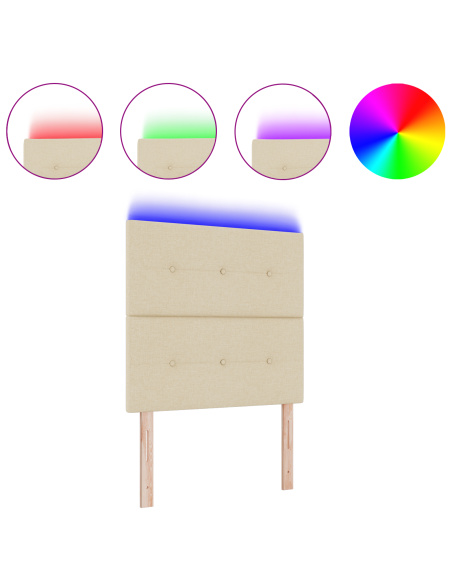 Testiera LED con luci a strisce a LED Crema 80 cm Poliestere