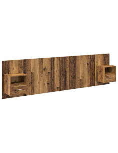 Testata con Comodino 3 pcs Legno vecchio Legno multistrato 2
