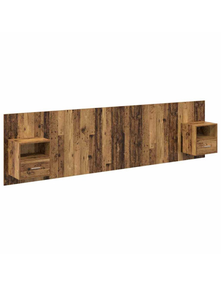 Testata con Comodino 3 pcs Legno vecchio Legno multistrato